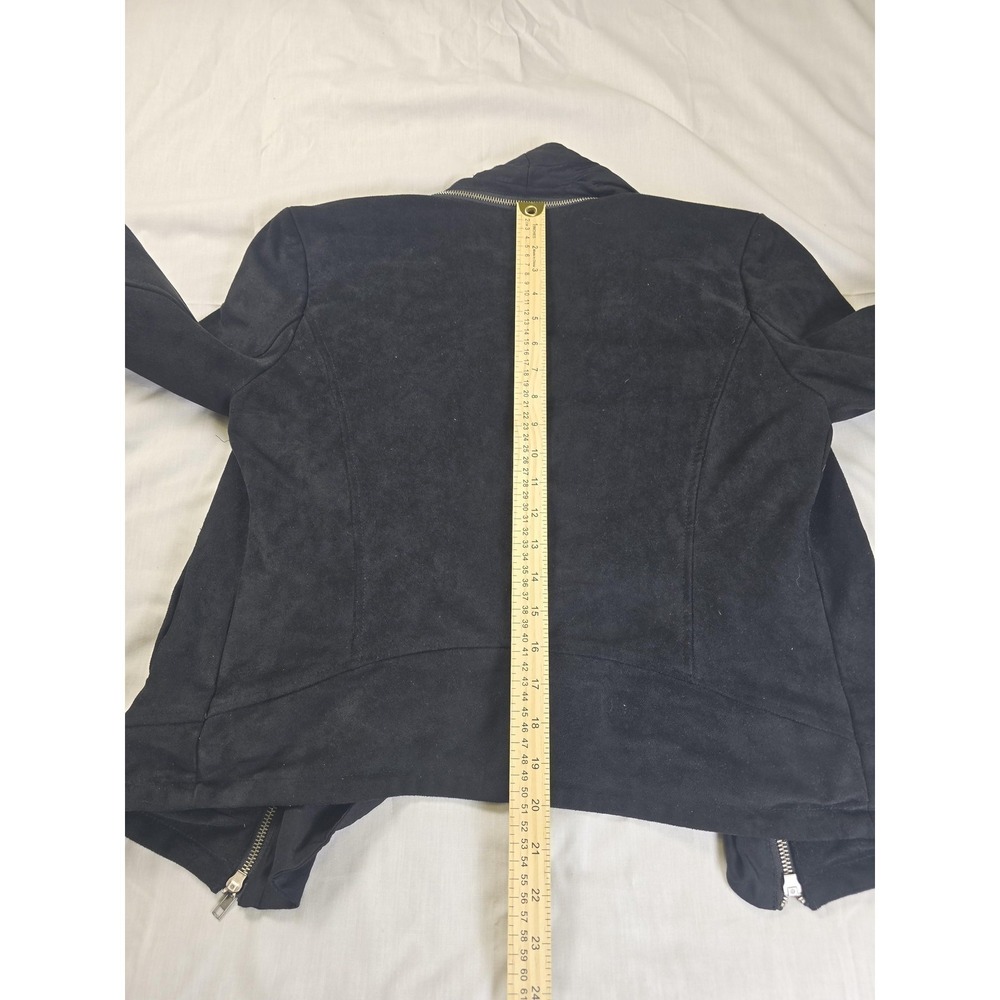 Miss Me Jacket Womens Large Black Faux Suede Moto Biker Zip Drape Front Lined - Picture 7 of 9